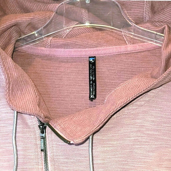 Kuhl Arva Asymmetrical Hoodie Full Zip Womens Large XL Pink Jacquard Two Tone - Picture 9 of 16